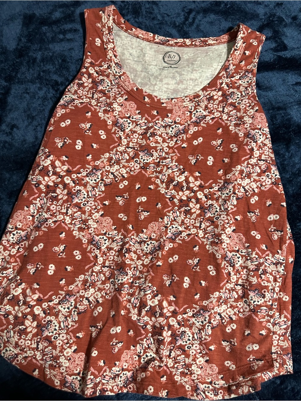 Maurices Rust Floral Scoop Neck Tank
